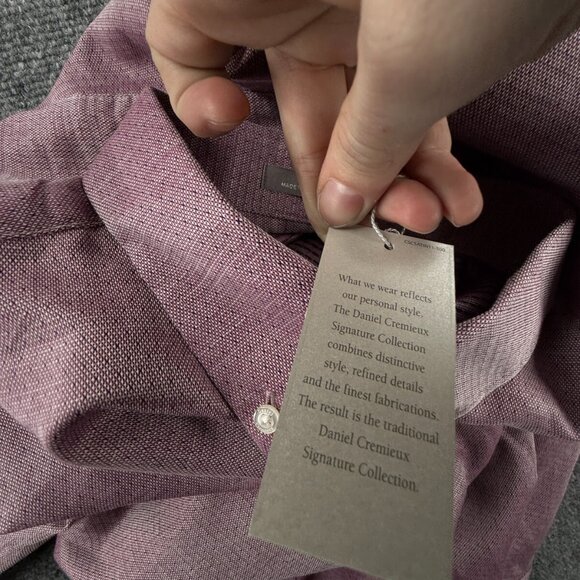 NWT Daniel Cremieux Long Sleeve Button Up Shirt Purple XL Cotton Blue X Print - Picture 16 of 16